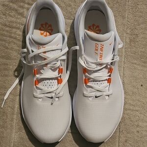 Nike White and Orange Golf Shoes